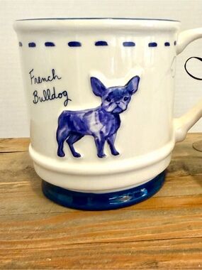 DWELL STUDIO French Bulldog Mug with Blue Accent